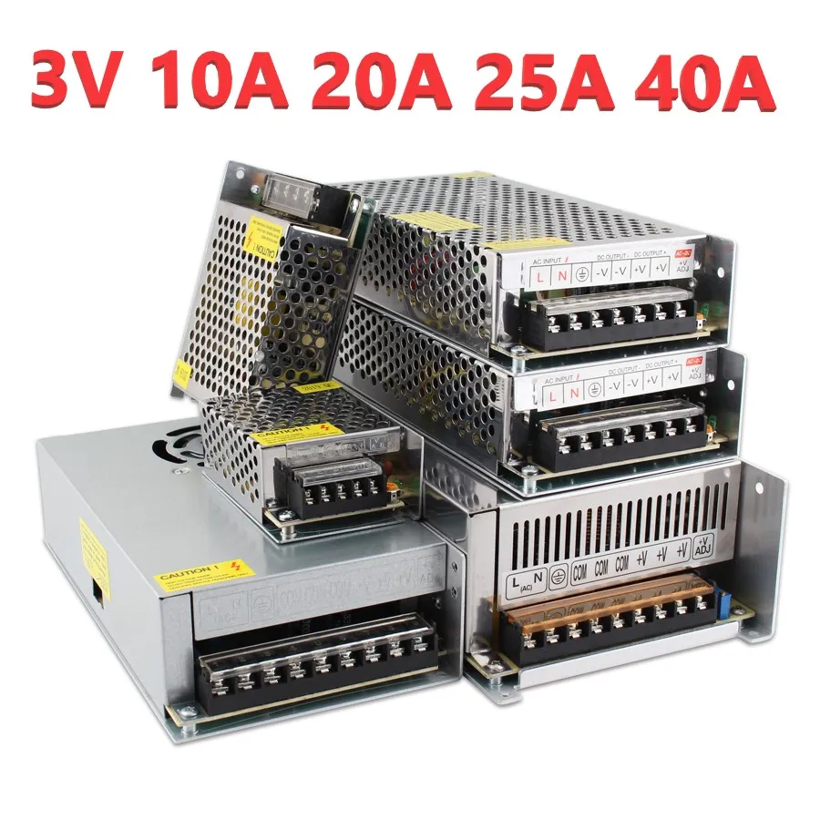 3V Led Power Supply AC 110v 240v TO 3V 10A 20A 25A 40A LED Transformer Electric Power Supply for Led Strip 30W 60W 75W 120W
3V Led Power Supply AC 110v 240v TO 3V 10A 20A 25A 40A LED Transformer Electric Power Supply for Led Strip 30W 60W 75W 120W