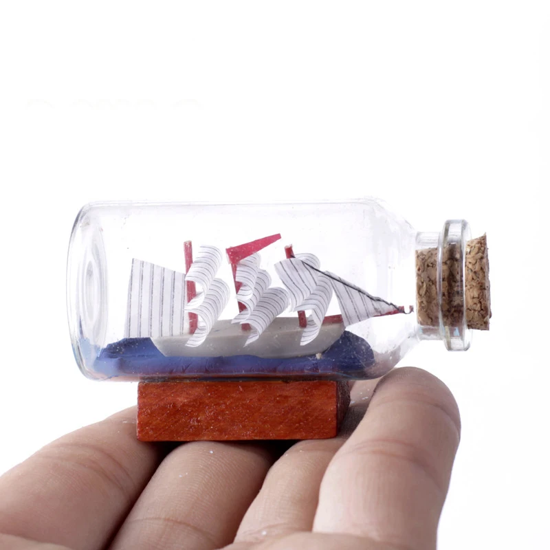 Mini Garden Glass Figurines Miniatures Drift Bottle DIY Home Decoration Mediterranean Model Sailing Boat Bottles Resin Charms Mini Garden Glass Figurines Miniatures Drift Bottle DIY Home Decoration Mediterranean Model Sailing Boat Bottles Resin Charms