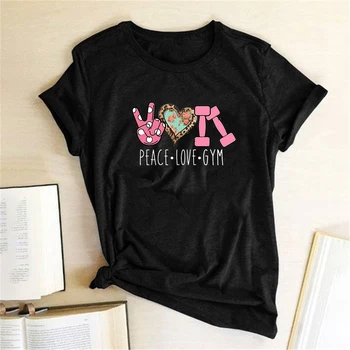 Peace Love GYM Pattern Letter Print T-shirts Women Fashion Clothes Shirts for Women Loose Vogue T Shirt Graphic Tees Harajuku
Peace Love GYM Pattern Letter Print T-shirts Women Fashion Clothes Shirts for Women Loose Vogue T Shirt Graphic Tees Harajuku