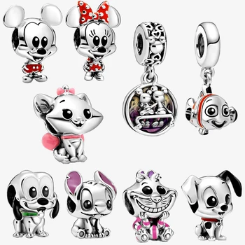 

2020 New Collection S925 Sterling Silver Beads Dalmatians Mouse Pluto Cheshire Cat Charms fit Original Pandora Bracelets Jewelry