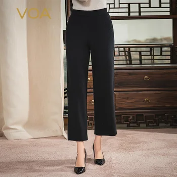 VOA Pure Cashmere Black Elastic Wool Vertical Striped Fine Thread Knit Autumn Winter Thicken Warm Straight Pants RK275
VOA Pure Cashmere Black Elastic Wool Vertical Striped Fine Thread Knit Autumn Winter Thicken Warm Straight Pants RK275