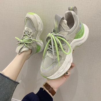 2020 Women Chunky Sneakers Platform Designers Green pink Lace Up Casual Shoes Ulzzang Fashion Female Basket Trainers Woman Shoes
2020 Women Chunky Sneakers Platform Designers Green pink Lace Up Casual Shoes Ulzzang Fashion Female Basket Trainers Woman Shoes