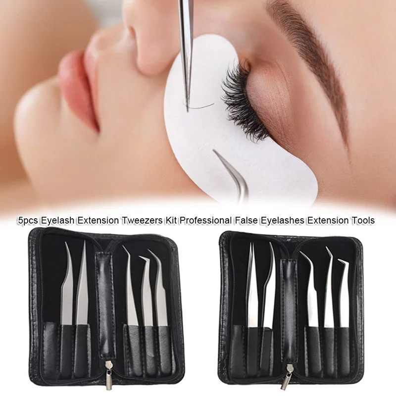 5PCS ESD Tweezer Tool Set Stainless Steel Eyelash Tweezers Kit With Bag High Quality Curved Straight Multifunction Tweezers Tool
5PCS ESD Tweezer Tool Set Stainless Steel Eyelash Tweezers Kit With Bag High Quality Curved Straight Multifunction Tweezers Tool