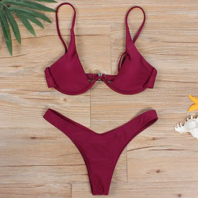 Wired Two-Piece Bikini Set Pool Beach Party Sturdy High Waist Backless Beautiful Legs Mini Swimsuit Thong Bikini
Wired Two-Piece Bikini Set Pool Beach Party Sturdy High Waist Backless Beautiful Legs Mini Swimsuit Thong Bikini