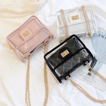 Fashion Women Handbags Clear Transparent PVC Jelly Bag Small Tote Messenger Bags Women Crossbody Chain Shoulder Clutch Bags
Fashion Women Handbags Clear Transparent PVC Jelly Bag Small Tote Messenger Bags Women Crossbody Chain Shoulder Clutch Bags