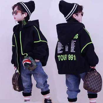 Boy's jacket autumn and winter style Korean children's plus velvet cotton jacket, big boy foreign style jacket thick warm jacket 
Boy's jacket autumn and winter style Korean children's plus velvet cotton jacket, big boy foreign style jacket thick warm jacket