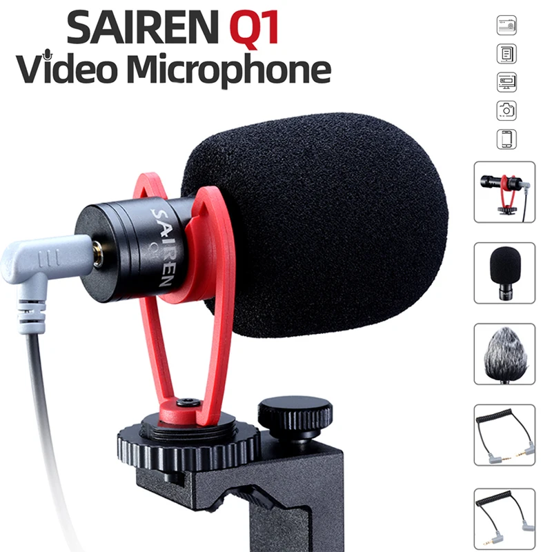 SAIREN Q1 Condenser Video Vlog Microphone on-Camera Vlogging for iPhone 11 Samsung Smart Phones Sony Nikon Canon DSLR Cameras
SAIREN Q1 Condenser Video Vlog Microphone on-Camera Vlogging for iPhone 11 Samsung Smart Phones Sony Nikon Canon DSLR Cameras