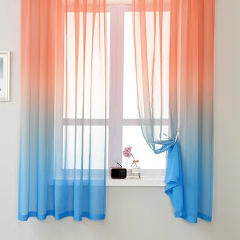 

Ombre Drape Privacy Bedroom Gradient Color Reversible Living Room Voile Panel Tulle Window Curtain Kitchen Light Filtering Cafe