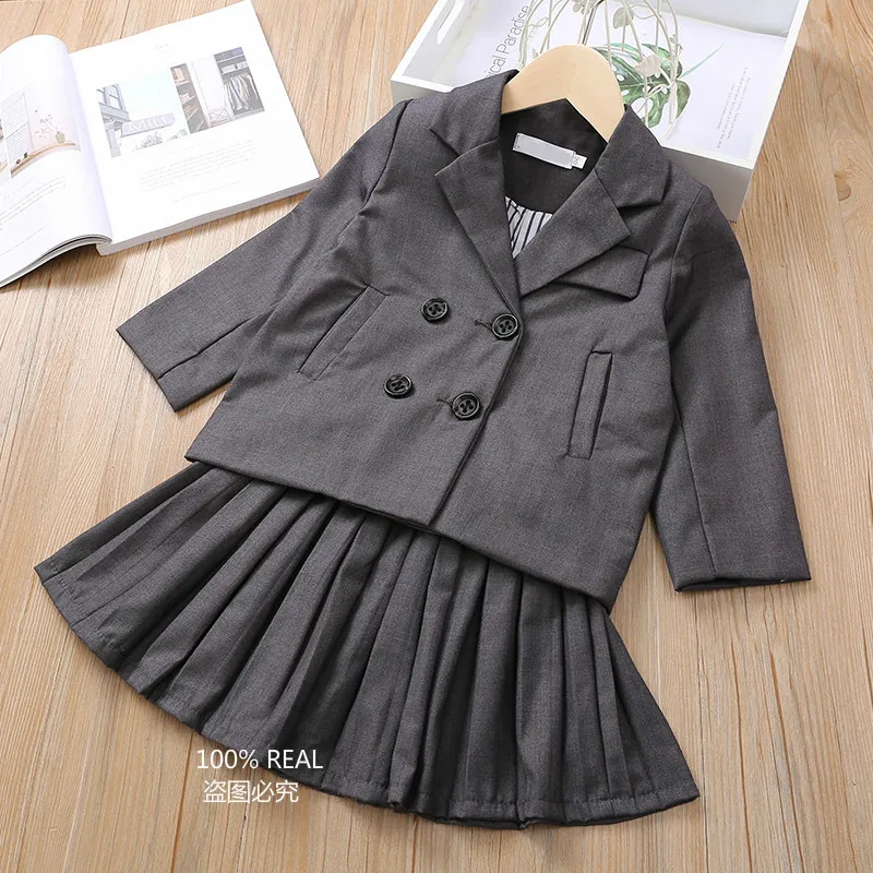 2019 Autumn Girls Solid Color Long-Sleeved Single-Breasted Suit Short Skirt Middle Child Two-Piece Sets
2019 Autumn Girls Solid Color Long-Sleeved Single-Breasted Suit Short Skirt Middle Child Two-Piece Sets