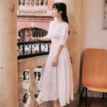 YAMDI woman vintage elegant a-line dress summer 2020 runway party dresses women boho half sleeve solid white single -breasted
YAMDI woman vintage elegant a-line dress summer 2020 runway party dresses women boho half sleeve solid white single -breasted