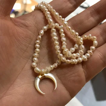 Korean Fashion Shell Moon Fresh Water Pearl Long Necklace Sweater Chain 
Korean Fashion Shell Moon Fresh Water Pearl Long Necklace Sweater Chain