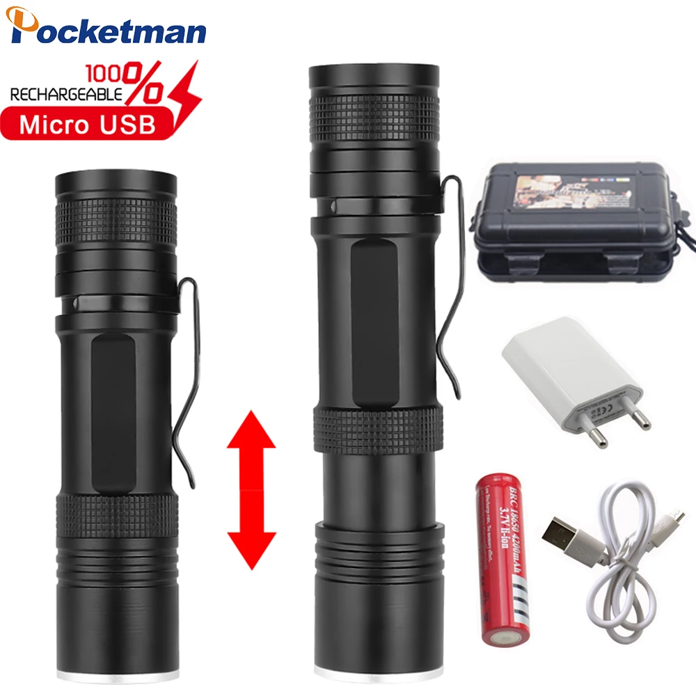25000LM LED Flashlight Pen Clip Flashlight Powerful XHP50 LED Torch Zoomable Torch USB Rechargeable Flashlight by 18650 Battery
25000LM LED Flashlight Pen Clip Flashlight Powerful XHP50 LED Torch Zoomable Torch USB Rechargeable Flashlight by 18650 Battery
