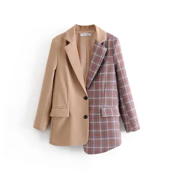 Retro girl stitching suit jacket 2019 ladies solid color lattice stitching irregular trend personality casual wild overcoat
Retro girl stitching suit jacket 2019 ladies solid color lattice stitching irregular trend personality casual wild overcoat
