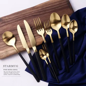 Stainless Steel Cutlery Set Gold Black Dinnerware Set European Tableware Steak Knife Fork Spoon Christmas Gift Forks Knives
Stainless Steel Cutlery Set Gold Black Dinnerware Set European Tableware Steak Knife Fork Spoon Christmas Gift Forks Knives