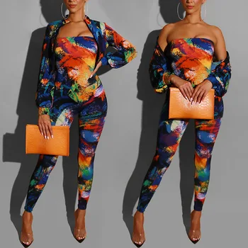 Echoine Women 2 Piece Set Sexy Slim-Fit Jumpsuit + Long-Sleeved Coat Colorful Printed Combinaison Femme Catsuit Bodycon Overalls
Echoine Women 2 Piece Set Sexy Slim-Fit Jumpsuit + Long-Sleeved Coat Colorful Printed Combinaison Femme Catsuit Bodycon Overalls