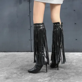 US4-11 Womens Pointed Toe Knee Thigh Boots Long Tassels Stilettos Rhinestones High Heel Side Zip Warm Winter Shoes Plus Size New 
US4-11 Womens Pointed Toe Knee Thigh Boots Long Tassels Stilettos Rhinestones High Heel Side Zip Warm Winter Shoes Plus Size New