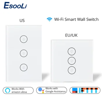 Esooli Smart Life Wifi Smart Wall Touch Switch Glass Panel Mobile APP Remote Control work with Amazon Alexa Google Home US EU UK
Esooli Smart Life Wifi Smart Wall Touch Switch Glass Panel Mobile APP Remote Control work with Amazon Alexa Google Home US EU UK