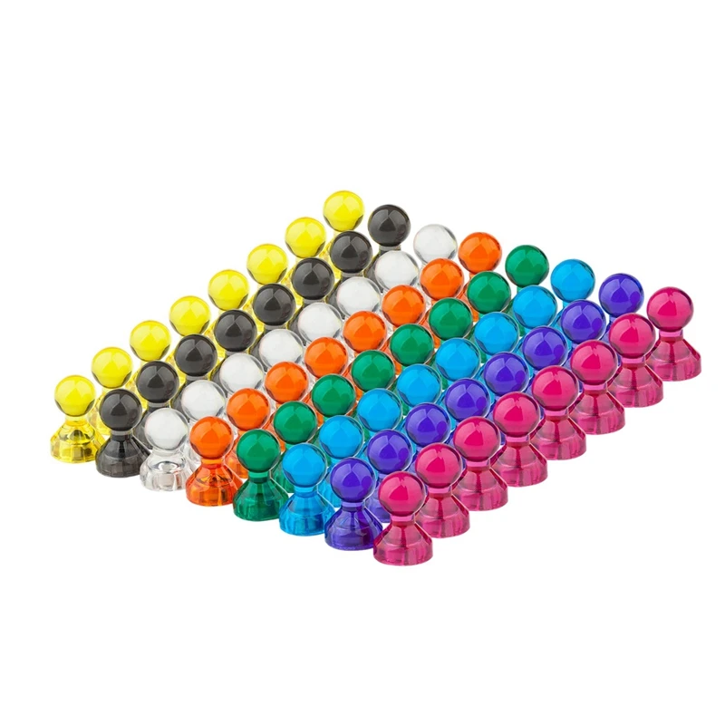 64 Pcs Push Pin Magnets 8 Assorted Colors Magnetic Pins For Home School Classroom and Office Use Fridge Calendar Map | Канцтовары для