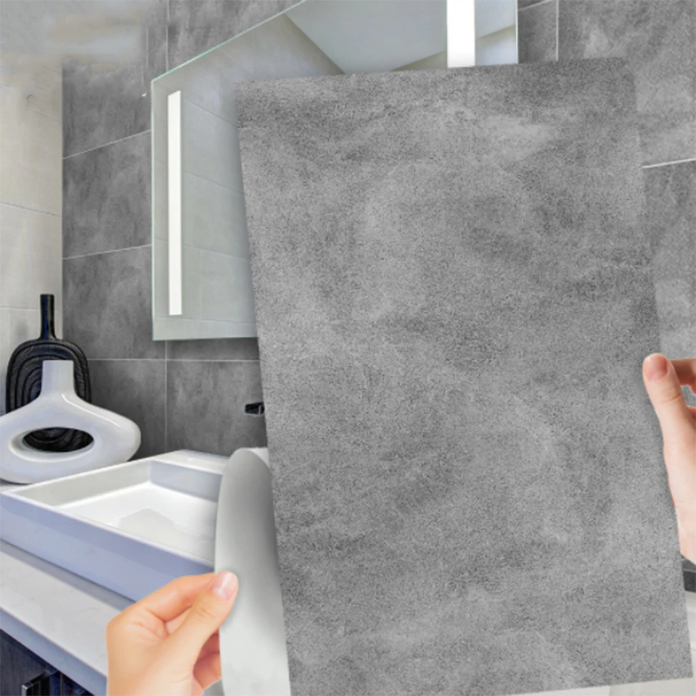 

Gray Cement Self-Adhesive Floor Stickers 30x60cm Waterproof Bathroom Kitchen Stairs Tile Peel & Stick Waterproof Wall Sticker