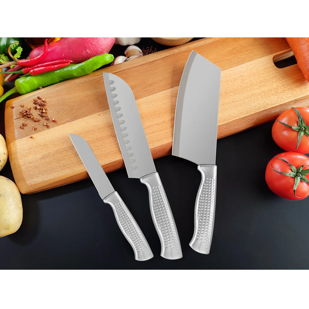 

Набор кухонных ножей шеф-повара EHZ, 3 шт., ножи из нержавеющей стали, кухонный нож сантоку, набор ножей для приготовления мяса и овощей