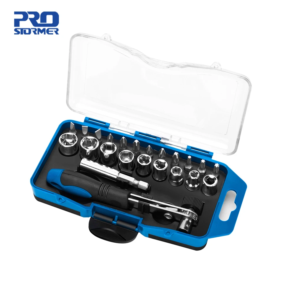 PROSTORMER Mini Ratchet Bits Set Chromium-vanadium Steel Multi-functional Precise Wrench Set 23 in 1 Bits Set Repair Hand Tools
PROSTORMER Mini Ratchet Bits Set Chromium-vanadium Steel Multi-functional Precise Wrench Set 23 in 1 Bits Set Repair Hand Tools