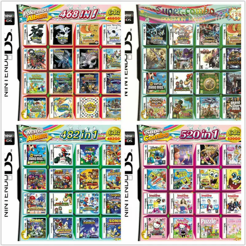 Ganer HOT 500 In 1 482 208 520 in 1 Compilations Video Game Cartridge Card Game Console Multi Cart for DS ND SL ND Si 3DS 2DS
Ganer HOT 500 In 1 482 208 520 in 1 Compilations Video Game Cartridge Card Game Console Multi Cart for DS ND SL ND Si 3DS 2DS