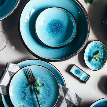 Ice Cracking Glaze Ceramic Tableware Household Dishes Rice Bowls Steamed Fish Dishes Porcelain Blue Dinner Plates cutlery set
Ice Cracking Glaze Ceramic Tableware Household Dishes Rice Bowls Steamed Fish Dishes Porcelain Blue Dinner Plates cutlery set