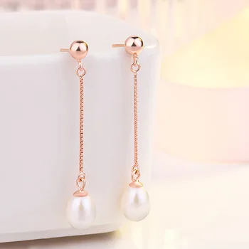 Silver 925 Chain Drop Earrings for Women 2019 New Fashion Natural Freshwater Rice Pearl Simple Long Earing Rose Gold Jewelry
Silver 925 Chain Drop Earrings for Women 2019 New Fashion Natural Freshwater Rice Pearl Simple Long Earing Rose Gold Jewelry