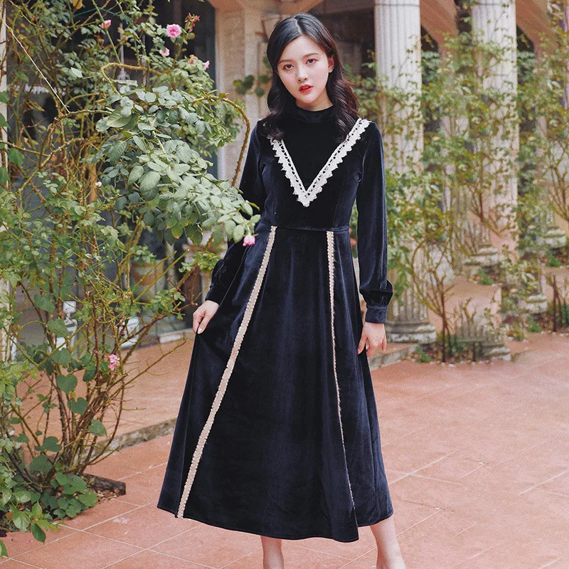 Photo Shoot 8611 # Victoria Retro Velvet Black And White with Pattern Dress French Palace Lace Waist Hugging Long Skirts Thick
Photo Shoot 8611 # Victoria Retro Velvet Black And White with Pattern Dress French Palace Lace Waist Hugging Long Skirts Thick