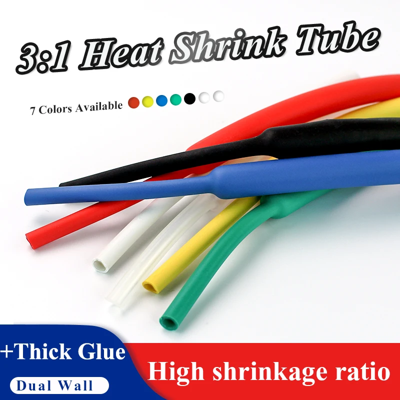 1M/lots 3:1 Heat Shrink Tube with Glue Dual Wall Tubing Diameter 1.6/2.4/3.2/4.8/6.4/7.9/9.5/12.7mm Adhesive Lined Sleeve Wrap
1M/lots 3:1 Heat Shrink Tube with Glue Dual Wall Tubing Diameter 1.6/2.4/3.2/4.8/6.4/7.9/9.5/12.7mm Adhesive Lined Sleeve Wrap