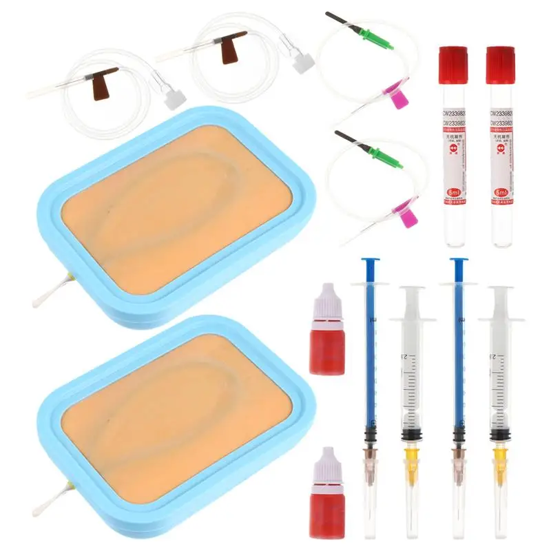 2 Sets Venipuncture IV Injection Training Pad Silicone Human Skin Suture Model Medical Blood Sampling | Канцтовары для офиса и