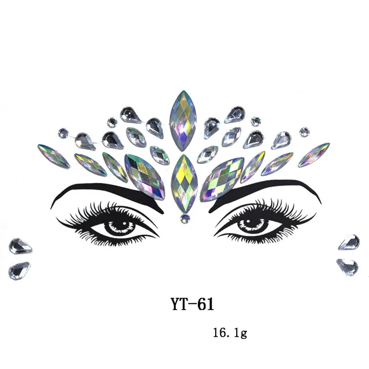 7 Environmental Face Stickers Colorful Rhinestone Drill Diamond Crystal Forehead Eyebrows Face Sticker For Women Fashion Jewelry