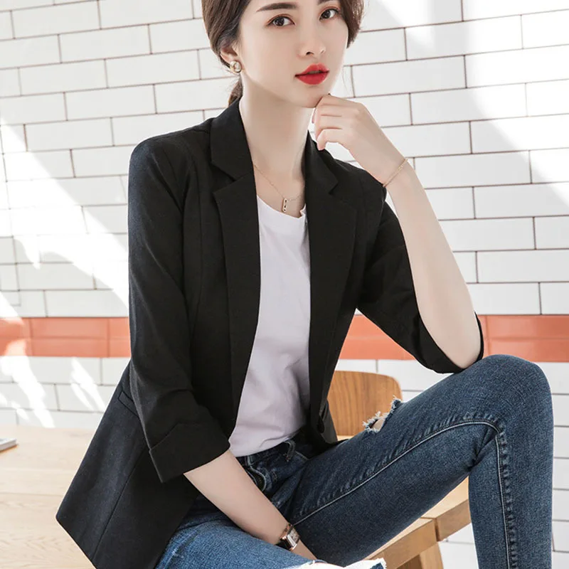 Spring And Summer-Small Suit Blouses Coat Korean-style Three-quarter-length Sleeve Slim Fit Work Clothes Wear Suit Casual
Spring And Summer-Small Suit Blouses Coat Korean-style Three-quarter-length Sleeve Slim Fit Work Clothes Wear Suit Casual