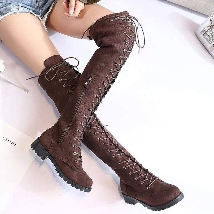 2018 Autumn And Winter New Style Europe And America round-Toe Lace-up over-the-Knee Boots Women's Anti-slip Slimming Boots Large
2018 Autumn And Winter New Style Europe And America round-Toe Lace-up over-the-Knee Boots Women's Anti-slip Slimming Boots Large