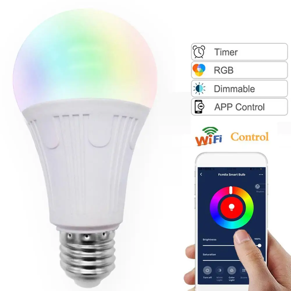 10W WiFi Smart Light Bulb RGB White Magic Voice Control LED E27/E26/B22 Compatible with Alexa Google Home Smartphone
10W WiFi Smart Light Bulb RGB White Magic Voice Control LED E27/E26/B22 Compatible with Alexa Google Home Smartphone