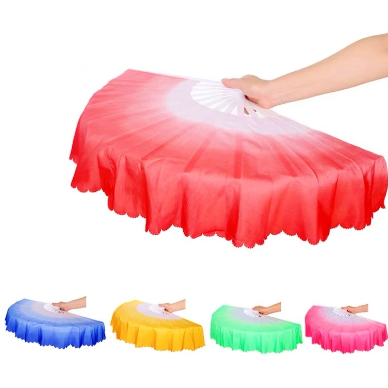 

One Pair Big Size 33cm Gradient Color Chinese Silk KungFu Belly Dancing Fans with 6colors Available