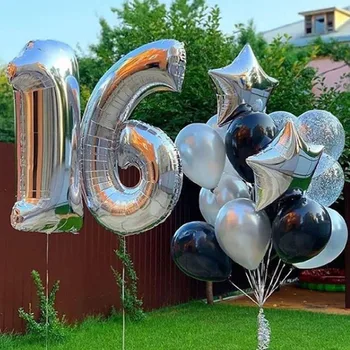 Silver Aluminium Foil 40inch Number Balloons Rose Gold Sweet 16 Party Decorations 16 Years Birthday Decor Kids Adult Supplies XZ 
Silver Aluminium Foil 40inch Number Balloons Rose Gold Sweet 16 Party Decorations 16 Years Birthday Decor Kids Adult Supplies XZ