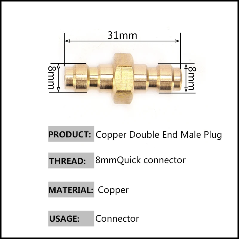 PCP Пейнтбол Медь 8 мм штекер двойной быстроразъемный соединитель фитинги гнездо