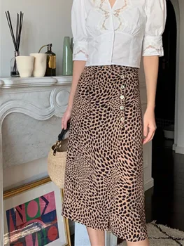High Waist Slit Skirt Women Leopard Print Side Breasted Lace Up Wrap Skirt Female Clothing
High Waist Slit Skirt Women Leopard Print Side Breasted Lace Up Wrap Skirt Female Clothing