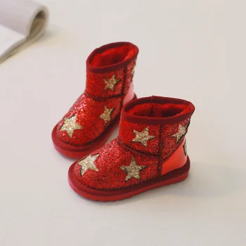 

Kids Baby Toddler Bling Shoes Child Winter Sequins Snow Boots Plush Thicker Sole Boys Girls Snow Boots Shoes Size 24-36