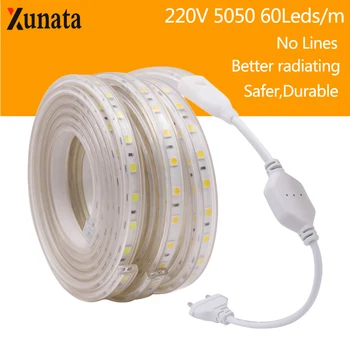 AC220V LED Strip SMD5050 High Safety High Brightness LED Ribbon 60LEDs/m Flexible LED Light Outdoor Waterproof LED Strip Light
AC220V LED Strip SMD5050 High Safety High Brightness LED Ribbon 60LEDs/m Flexible LED Light Outdoor Waterproof LED Strip Light