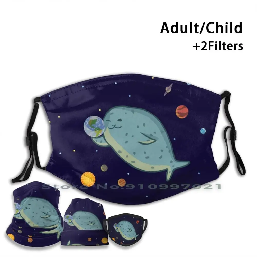 

Our Fate Is Sealed ( Space Seal ) Reusable Mouth Face Mask With Filters For Child Adult Space Solar System Cute Seal Chubby