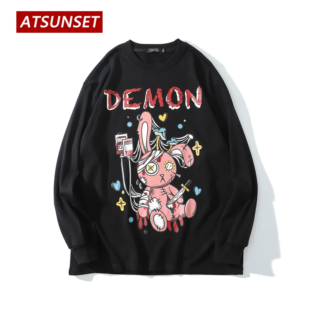 ATSUNSET Injured Doll Bear Print Sweatshirt Autumn Cotton Pullover Hip Hop Street Retro Style Round Neck Pocket Hoodie Tops
ATSUNSET Injured Doll Bear Print Sweatshirt Autumn Cotton Pullover Hip Hop Street Retro Style Round Neck Pocket Hoodie Tops