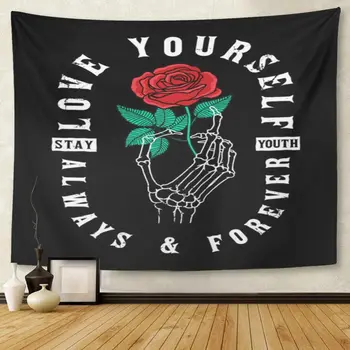 Black Snake Skeleton Hand Holding Red Rose Uses Power Gang Tapestry Wall Hanging for Living Room Bedroom Dorm 60x80 Inches
Black Snake Skeleton Hand Holding Red Rose Uses Power Gang Tapestry Wall Hanging for Living Room Bedroom Dorm 60x80 Inches