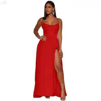 Womens Dress Elegant Femme Maxi Dress Strap Solid Color Bodycon Dress Open Fork Sexy Dress Backless Night Clubwear Bandage Dress
Womens Dress Elegant Femme Maxi Dress Strap Solid Color Bodycon Dress Open Fork Sexy Dress Backless Night Clubwear Bandage Dress