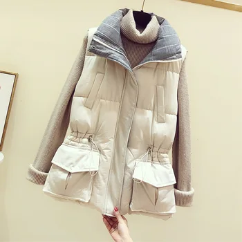 Women's Down Cotton Vest Winter Jacket Female Windproof Warm Cotton Waistcoat Elastic Waist Casual Sleeveless Coat veste Femme 
Women's Down Cotton Vest Winter Jacket Female Windproof Warm Cotton Waistcoat Elastic Waist Casual Sleeveless Coat veste Femme