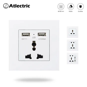 Atlectric Dual Port USB 2.1A Wall Socket Power Adapter PC Plastic Panel Universal Socket Power Supply For Mobile Outlet Plug
Atlectric Dual Port USB 2.1A Wall Socket Power Adapter PC Plastic Panel Universal Socket Power Supply For Mobile Outlet Plug