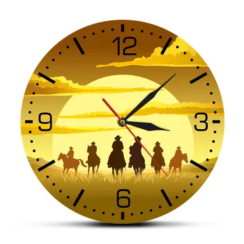 Horse Riding Wild West Sunset Design Wall Clock Western Sunset Cowboys Man Cave Art Hanging Timepieces Silent Swept Wall Clock
Horse Riding Wild West Sunset Design Wall Clock Western Sunset Cowboys Man Cave Art Hanging Timepieces Silent Swept Wall Clock