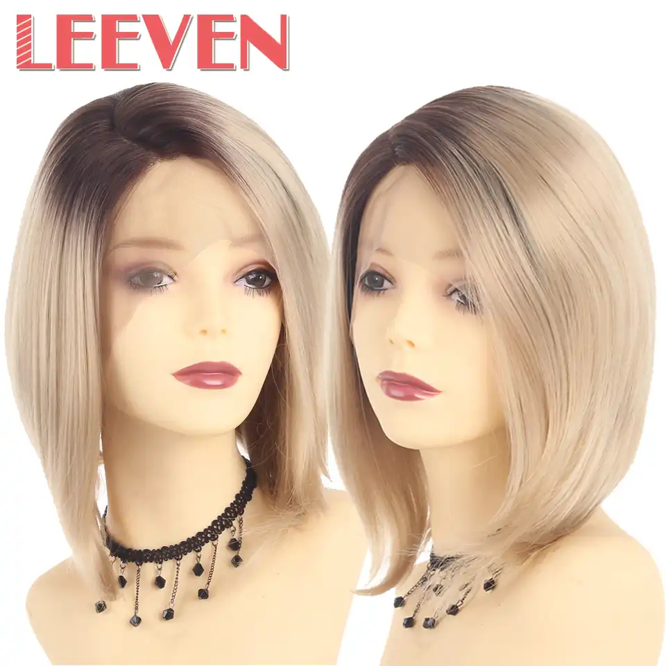 Pariki Leeven Iz Sinteticheskogo Kruzheva Speredi Dlya Zhenshin 613 Blond Korichnevyj Bob Pariki Korotkie Pryamye Volosy Kosplej Pricheska Dlya Zhenshin Ameriki Aliekspress