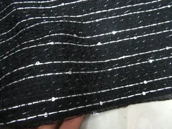 free ship polyester tweed fabric black with shining line weaved with sequins pattern 59" wide
free ship polyester tweed fabric black with shining line weaved with sequins pattern 59" wide